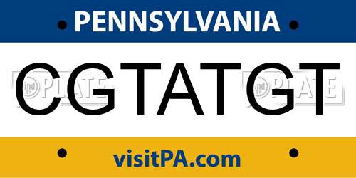 CGTATGT Pennsylvania License Plate