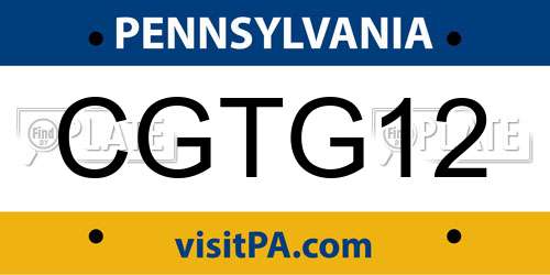 CGTG12 Pennsylvania License Plate