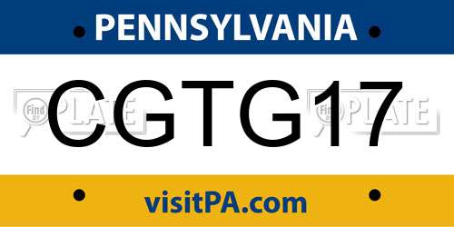 CGTG17 Pennsylvania License Plate