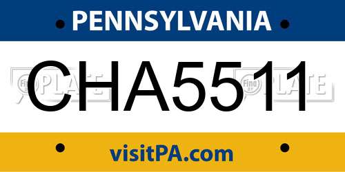 CHA5511 Pennsylvania License Plate