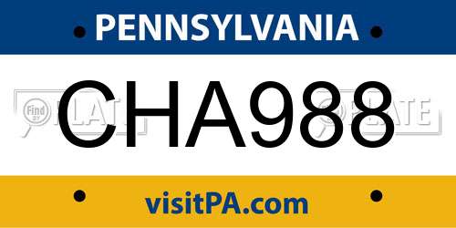 CHA988 Pennsylvania License Plate