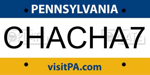 CHACHA7 Pennsylvania License Plate
