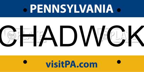 CHADWCK Pennsylvania License Plate