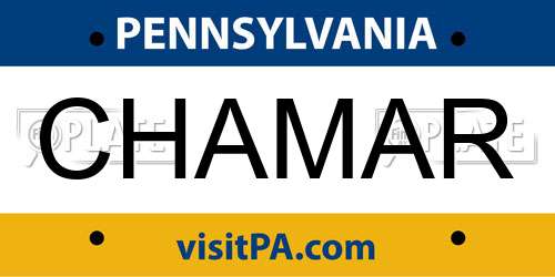 CHAMAR Pennsylvania License Plate