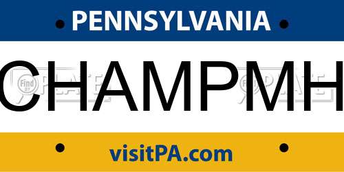 CHAMPMH Pennsylvania License Plate