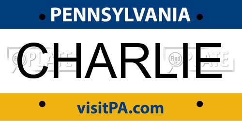 CHARLIE Pennsylvania License Plate