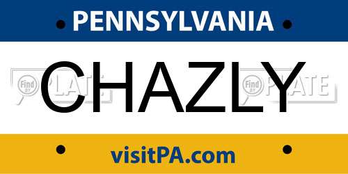 CHAZLY Pennsylvania License Plate