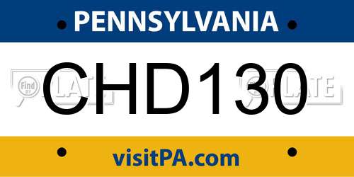 CHD130 Pennsylvania License Plate