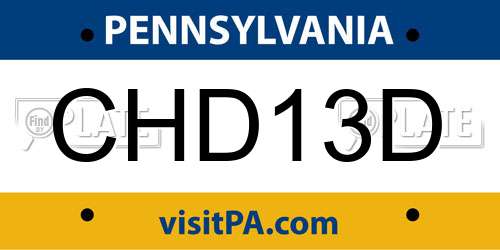 CHD13D Pennsylvania License Plate
