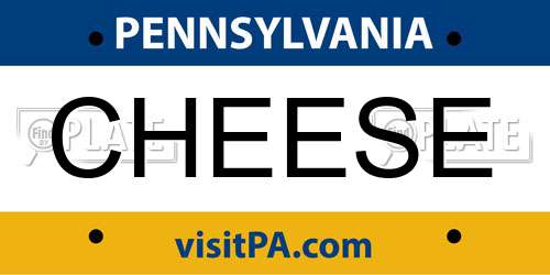 CHEESE Pennsylvania License Plate