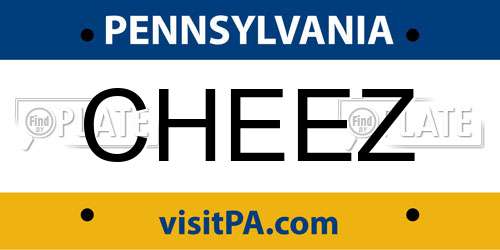 CHEEZ Pennsylvania License Plate