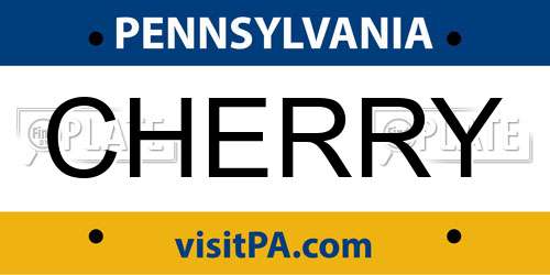 CHERRY Pennsylvania License Plate