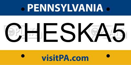 CHESKA5 Pennsylvania License Plate