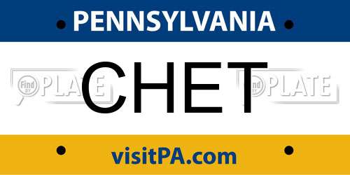 CHET Pennsylvania License Plate