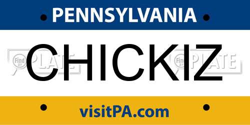 CHICKIZ Pennsylvania License Plate