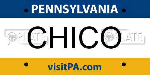 CHICO Pennsylvania License Plate