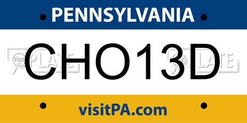 CHO13D Pennsylvania License Plate