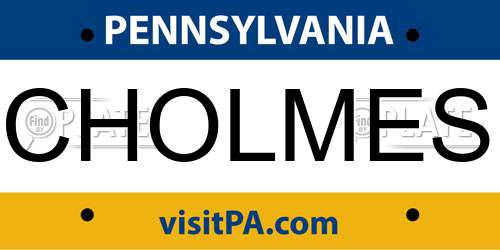 CHOLMES Pennsylvania License Plate
