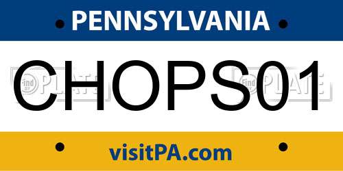 CHOPS01 Pennsylvania License Plate