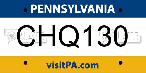 CHQ130 Pennsylvania License Plate