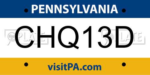 CHQ13D Pennsylvania License Plate