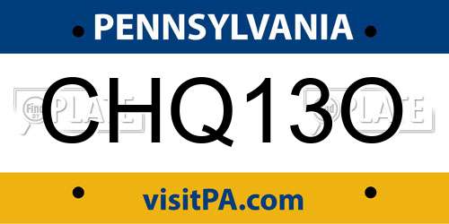 CHQ13O Pennsylvania License Plate