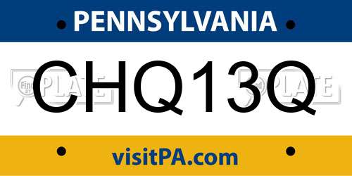 CHQ13Q Pennsylvania License Plate