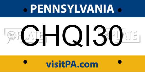 CHQI30 Pennsylvania License Plate