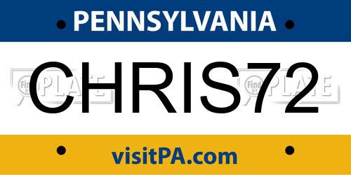 CHRIS72 Pennsylvania License Plate
