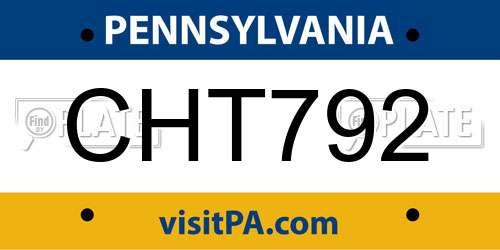 CHT792 Pennsylvania License Plate