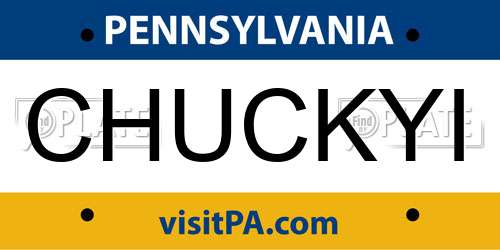 CHUCKYI Pennsylvania License Plate