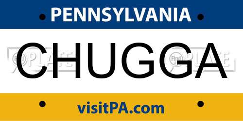 CHUGGA Pennsylvania License Plate
