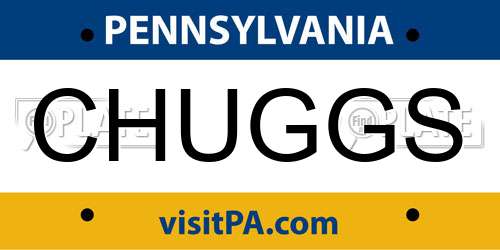 CHUGGS Pennsylvania License Plate