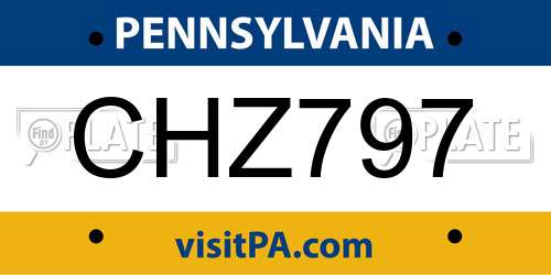 CHZ797 Pennsylvania License Plate