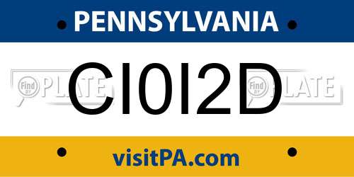 CI0I2D Pennsylvania License Plate