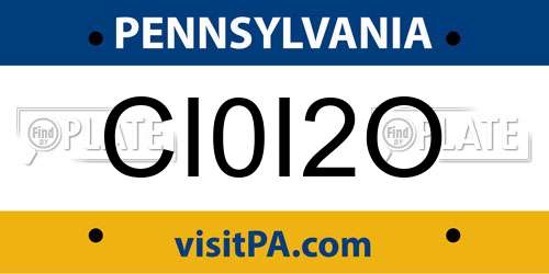 CI0I2O Pennsylvania License Plate