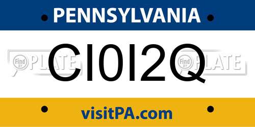 CI0I2Q Pennsylvania License Plate