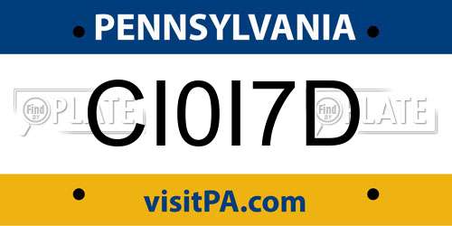 CI0I7D Pennsylvania License Plate