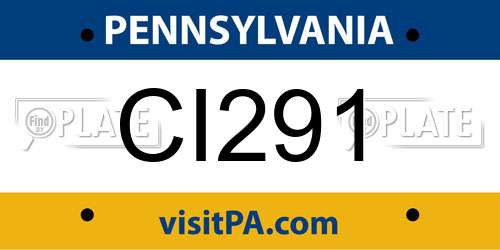 CI291 Pennsylvania License Plate