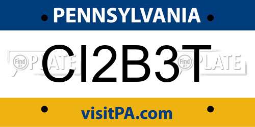 CI2B3T Pennsylvania License Plate