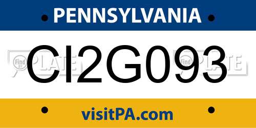 CI2G093 Pennsylvania License Plate