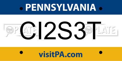 CI2S3T Pennsylvania License Plate