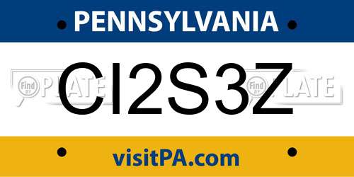 CI2S3Z Pennsylvania License Plate