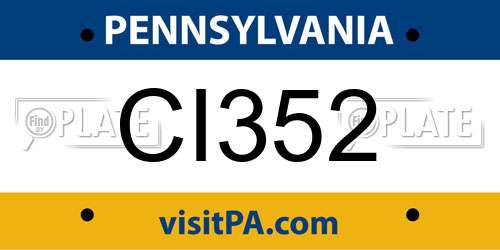 CI352 Pennsylvania License Plate