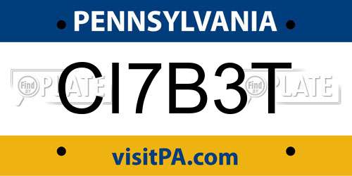 CI7B3T Pennsylvania License Plate