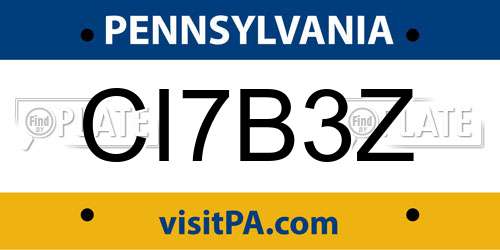CI7B3Z Pennsylvania License Plate