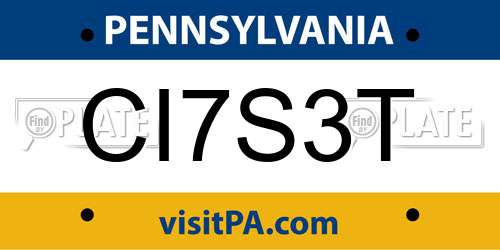 CI7S3T Pennsylvania License Plate