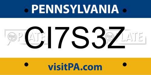 CI7S3Z Pennsylvania License Plate