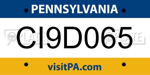 CI9D065 Pennsylvania License Plate