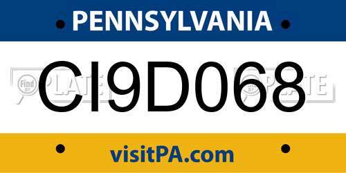 CI9D068 Pennsylvania License Plate